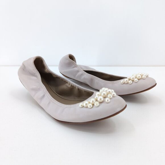 Valentino Garavani Women EU 36 Ballet Flats Pale Pink Leather Pearl Embellished - Picture 1 of 12